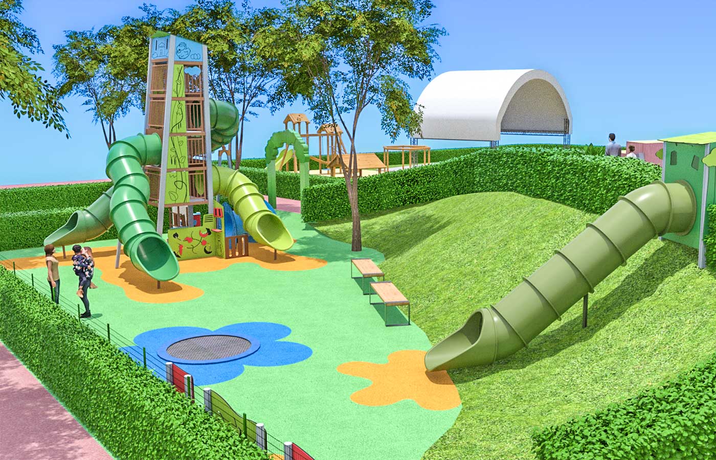 Progettazione Parco Giochi con Scivoli per Bambini